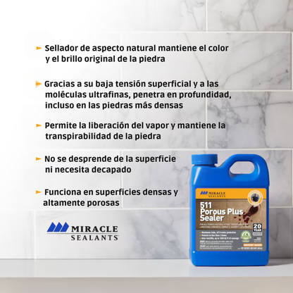 511 Porous Plus -Sellador para cubiertas de granito -  Miracle Sealants