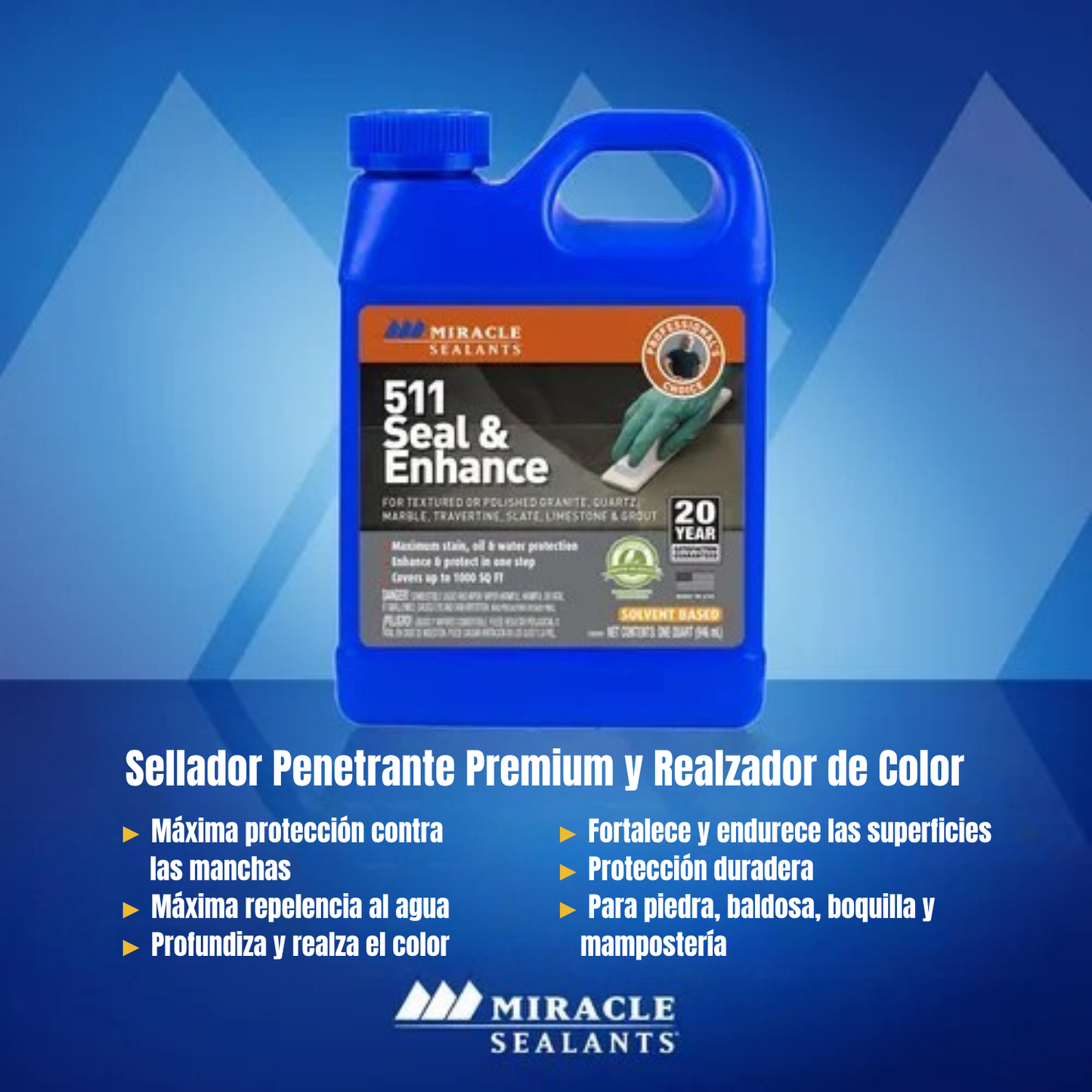 511 Seal & Enhance -Sellador apariencia húmeda para mármoles y granitos -  Miracle Sealants