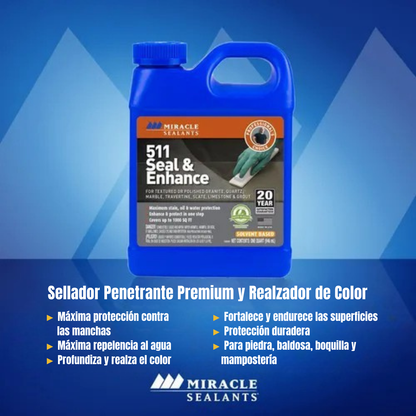 511 Seal & Enhance -Sellador apariencia húmeda para mármoles y granitos -  Miracle Sealants